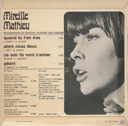 Mireille Mathieu - Quand Tu T'En Iras (EP) (Vinylsingle)