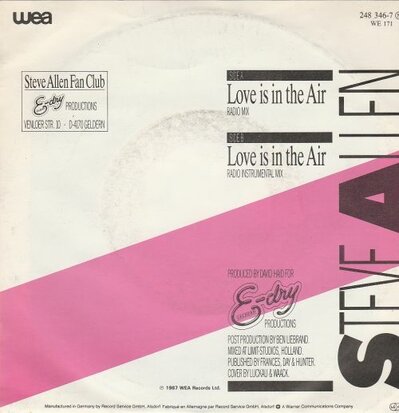 Steve Allen - Love is in the air + (radio mix) (Vinylsingle)