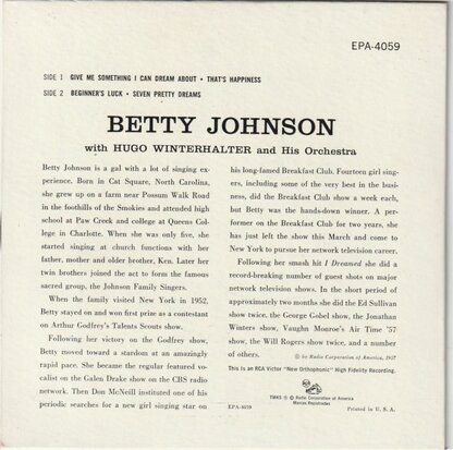 Betty Johnson - Betty Johnson (EP) (Vinylsingle)