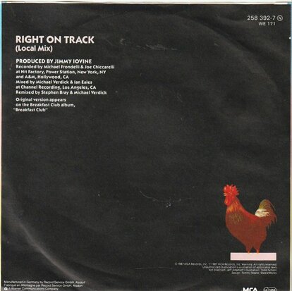 Breakfast Club - Right on track + (local mix) (Vinylsingle)