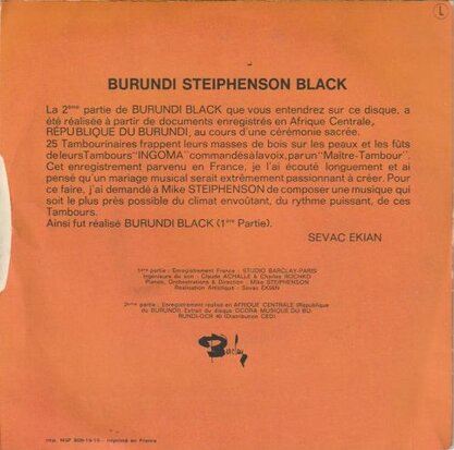 Burundi Black - Burundi Steiphenson black + Tambours ingoma (Vinylsingle)