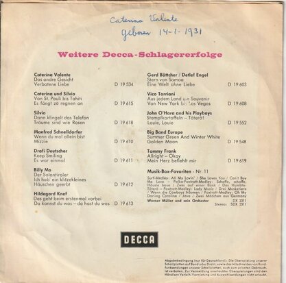 Caterina Valente - Dass war der erste kuss-Im kabarett der illusionen (Vinylsingle)