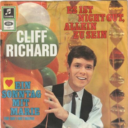 Cliff Richard - Es ist nicht gut, allein zu sein + Ein Sonntag mit Marie (Vinylsingle)