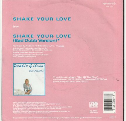 Debbie Gibson - Shake your love + (Bad dubb version) (Vinylsingle)