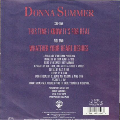 Donna Summer - This time I know it's for real + Whatever your heart desires (Vinylsingle)