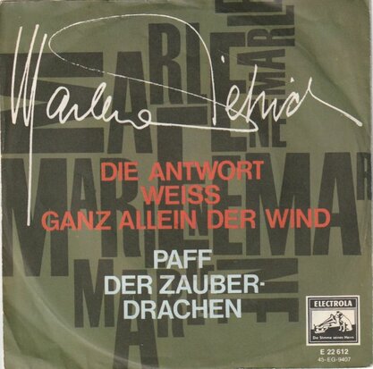 Marlene Dietrich - Die Antwort Weiss Ganz Allein Der Wind + Sag Mir, Wo Die Blumen Sind (Vinylsingle)