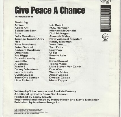 Peace Choir (John Lennon) - Give peace a chance + (no b-side) (Vinylsingle)