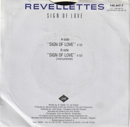 Revellettes - Sign of love + Instrumental (Vinylsingle)