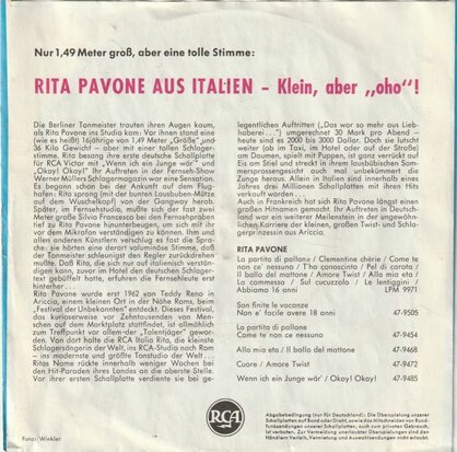 Rita Pavone - Mit 17 Soll Man Nicht Weinen + Mein Jack, Der Ist Zwei Meter Gross (Vinylsingle)