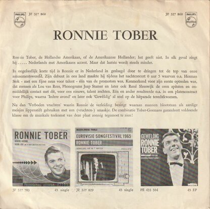 Ronnie Tober - Zonder jou + Verboden vruchten (Vinylsingle)