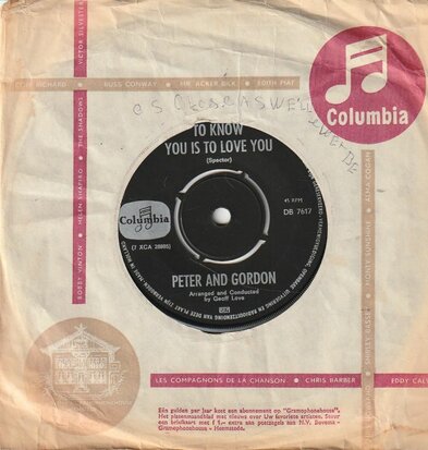 Peter & Gordon - To know you is to love you + I told you so (Vinylsingle)