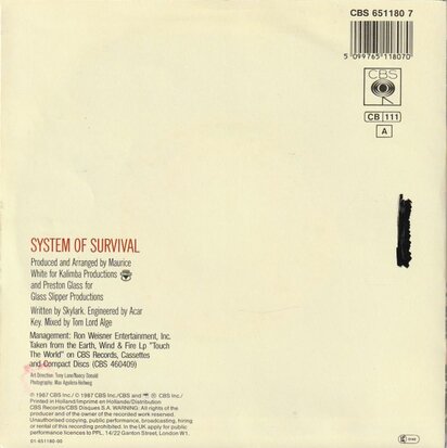 Earth Wind & Fire - System of Survival + Writing on the wall (Vinylsingle)