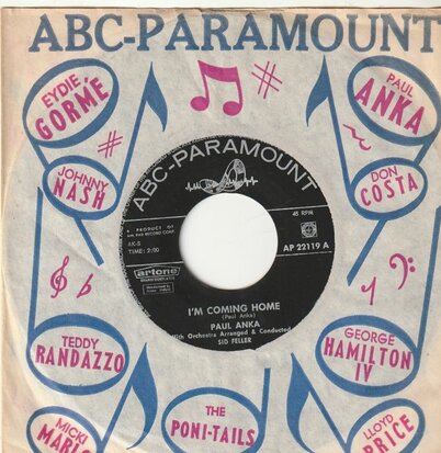 Paul Anka - I'm coming home + Cry (Vinylsingle)