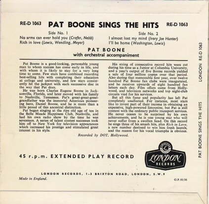 Pat Boone - Sings the Hits (EP) (Vinylsingle)