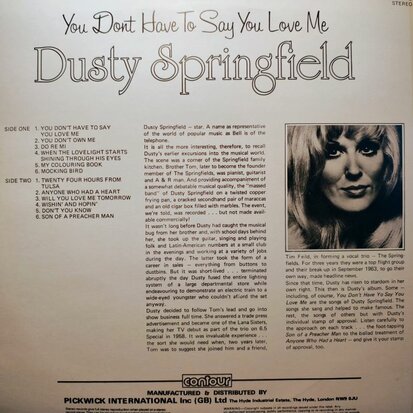 Dusty Springfield - You Don't Have To Say You Love Me (Vinyl LP)