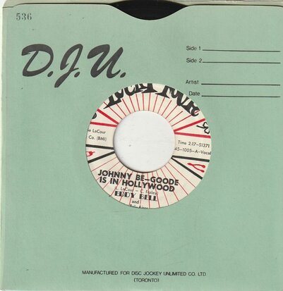 Eddy Bell And The Bel-Aires - Johnny Be-Goode Is In Hollywood + I'm All Alone (Vinylsingle)