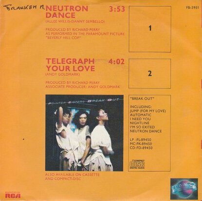 Pointer Sisters - Neutron dance + Telegraph your love (Vinylsingle)