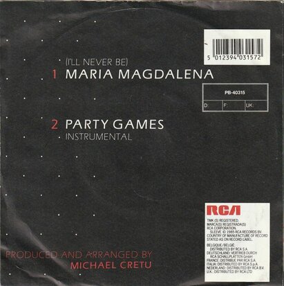 Sandra - Maria Magdalena + Party Games (Vinylsingle)