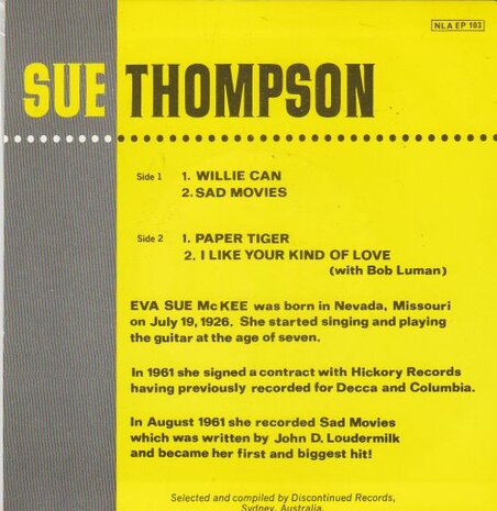 Sue Thompson - Willie Can (EP) (Vinylsingle)