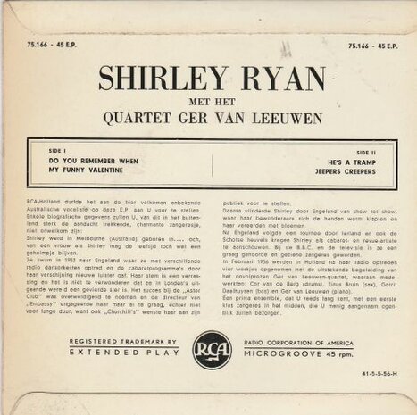 Shirley Ryan & Quartet Ger van Leeuwen - Do you remember when (EP) (Vinylsingle)