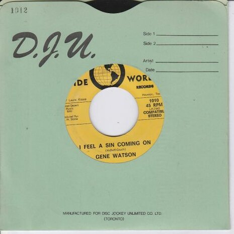 Gene Watson - I Feel A Sin Coming On + Lie To Me (Vinylsingle)