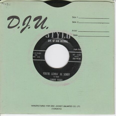 Jimmy Ford - You're Gonna Be Sorry + Don't Hang Around Me Anymore (Vinylsingle)