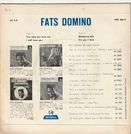 Fats Domino - Million Record Hits (EP) (Vinylsingle)