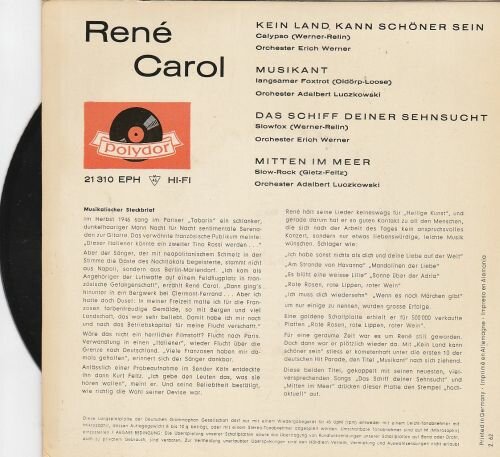 Rene Carol - Kein Land kann schoner sein (EP) (Vinylsingle)