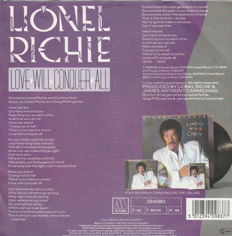 Lionel Richie - Love will conquer all + The only one (Vinylsingle)