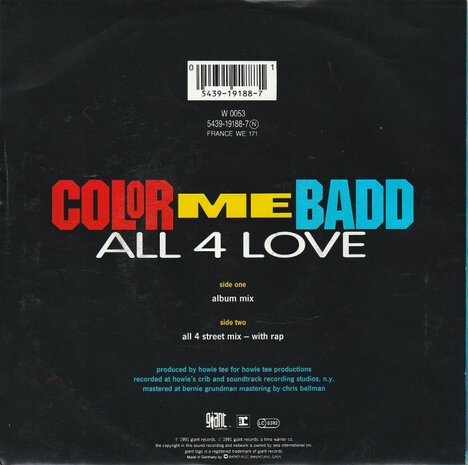 Color Me Badd - All 4 love + (with rap) (Vinylsingle)