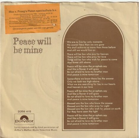 John D. Bryant - Peace will be mine + Still I'm glad (Vinylsingle)