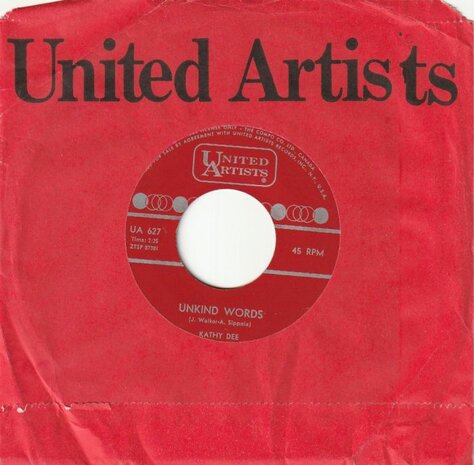 Kathy Dee - Unkind Words + Only as far as the door (Vinylsingle)