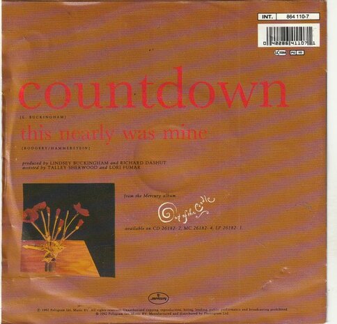 Lindsey Buckingham - Countdown + This Nearly Was Mine (Vinylsingle)