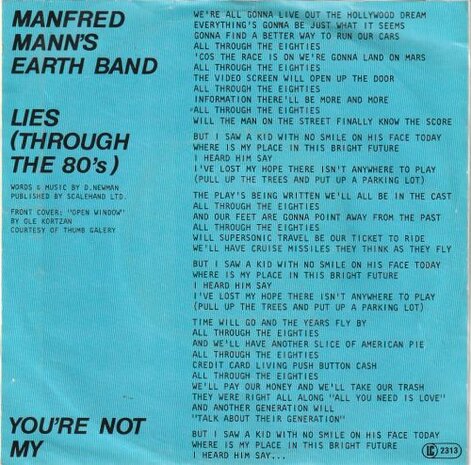 Manfred Mann - Lies + You're not my (Vinylsingle)