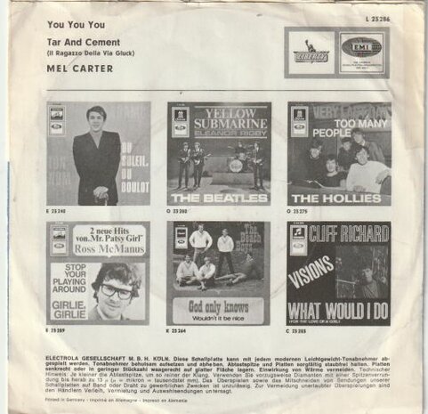 Mel Carter - You You You + Tar and Cement (Vinylsingle)