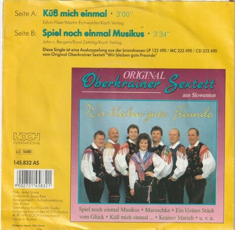 Original Oberkrainer Sextett - Kuss mich einmal + Spiel noch einmal Musikus (Vinylsingle)