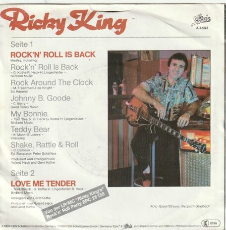 Ricky King - Rock 'n' Roll is back medley + Love me tender (Vinylsingle)