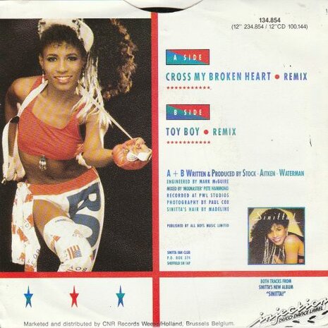 Sinitta - Cross my broken heart + Toy boy (Vinylsingle)