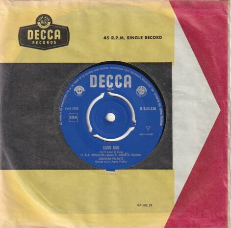 Caterina Valente - Caro Mio + Zeeman (Vinylsingle)