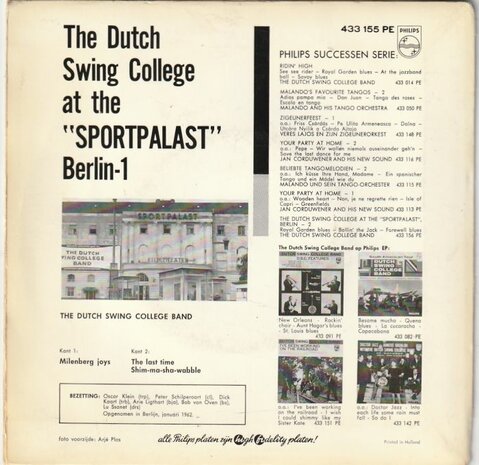 Dutch Swing College Band - At the Sportpalast Berlin 1 (Vinylsingle)