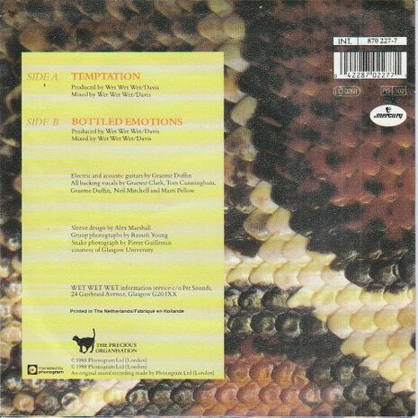 Wet Wet Wet - Temptation + Bottled emotions (Vinylsingle)