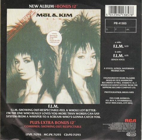 Mel & Kim - F.L.M. + (Senca voce) (Vinylsingle)